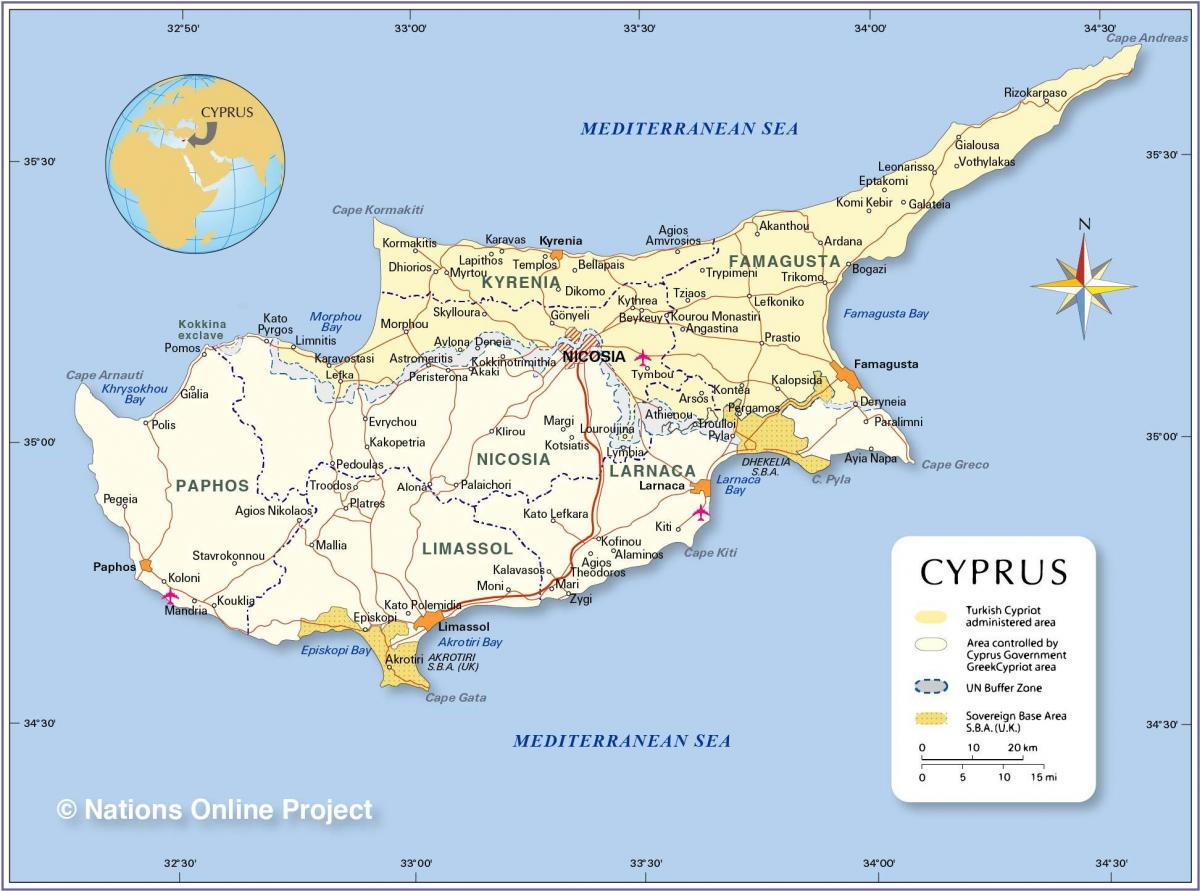 Карта страны Кипр