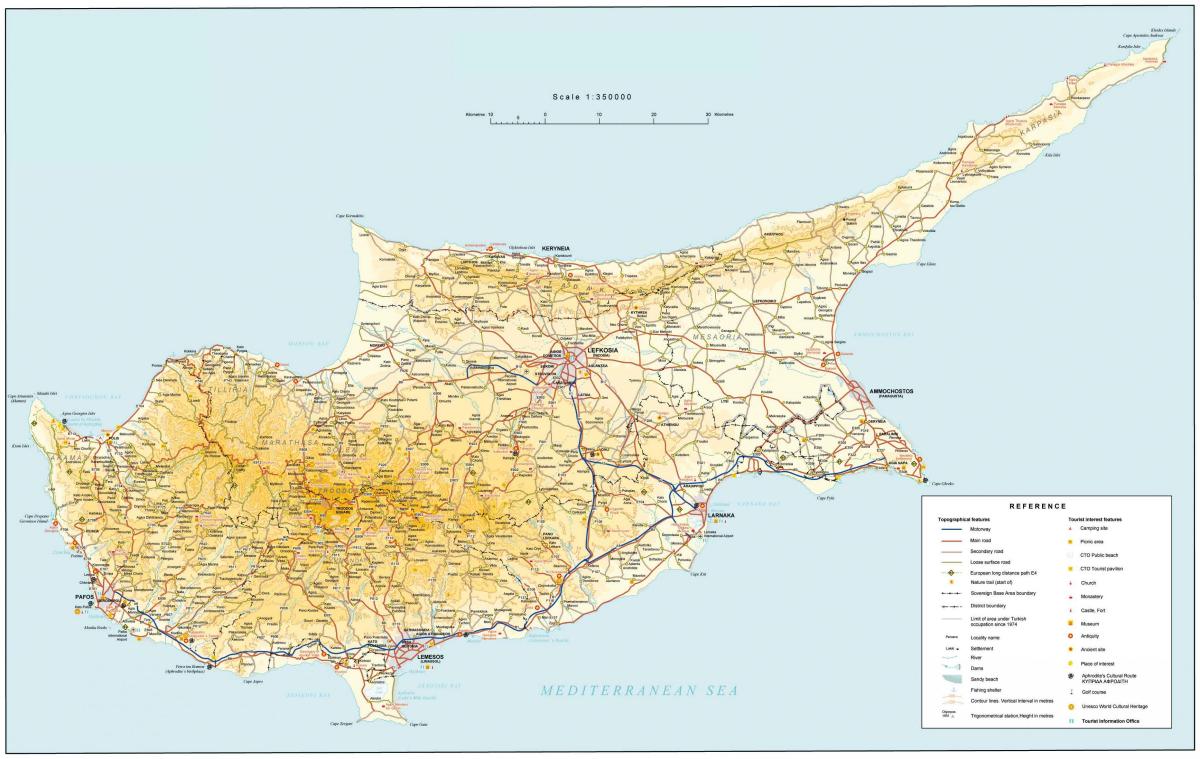 Карта автомобильных дорог Кипра