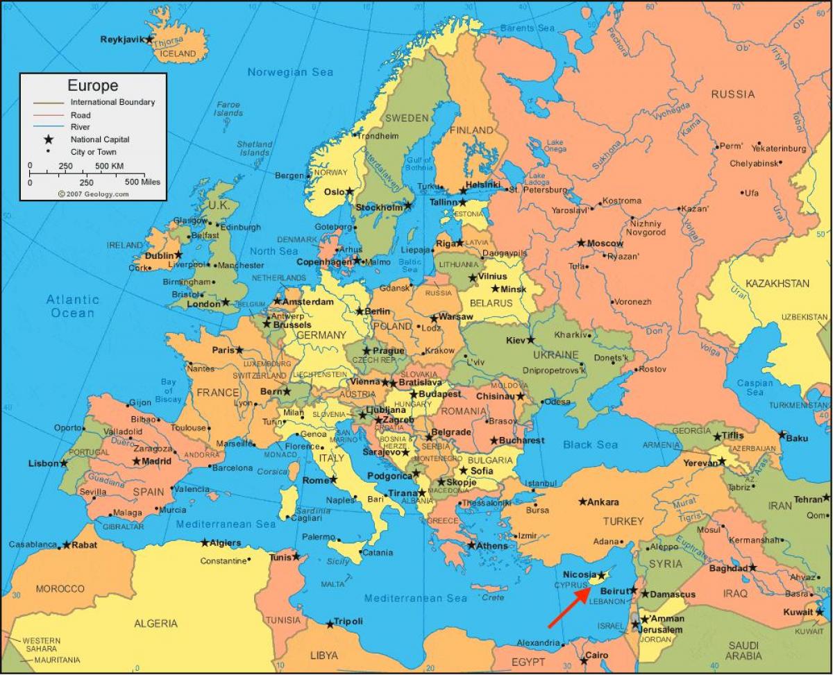 Расположение Кипра на карте Южной Европы
